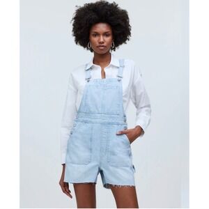 Madewell Oversized Carpenter Sortalls Light Wash Raw Hem Size Small Country